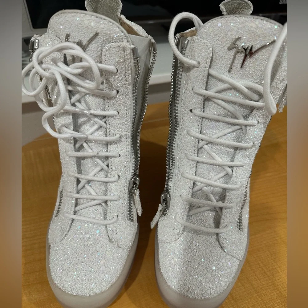 Giuseppe Zanotti Glitter Wedge Sneakers - Picture 3 of 7